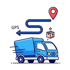 Delivery truck with GPS route symbolizing smart logistics.