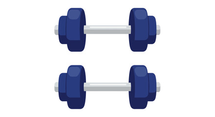 a pair of blue dumbbells on white background, vector illustration Isolated on white background