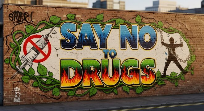 text say no to drugs international day against drug abuse and illicit trafficking world mental health day global event	
