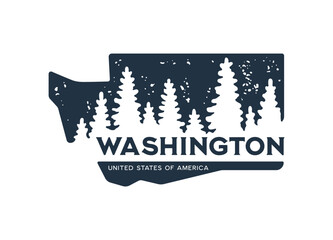 Washington. Hand drawn USA state name silhouette on white background. Modern typography for t shirt prints, posters, stickers, cards, souvenirs. Vector vintage illustration.