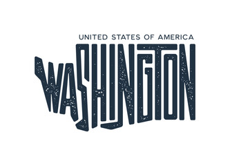 Washington. Hand drawn USA state name silhouette on white background. Modern typography for t shirt prints, posters, stickers, cards, souvenirs. Vector vintage illustration.