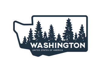 Washington. Hand drawn USA state name silhouette on white background. Modern typography for t shirt prints, posters, stickers, cards, souvenirs. Vector vintage illustration.