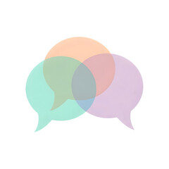 Speech bubbles overlapping communication concept isolated on transparent background