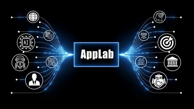 apple network, business and technology concept on black background 