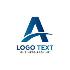 Letter A Swoosh Logo Modern Blue Monogram Vector