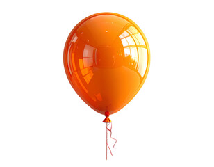 Firefly_Transparent PNG available_Glossy Orange Helium Balloon with String, Front View, isola
