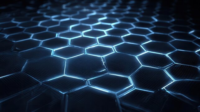 Abstract Glowing Hexagon Grid Futuristic Technology Background