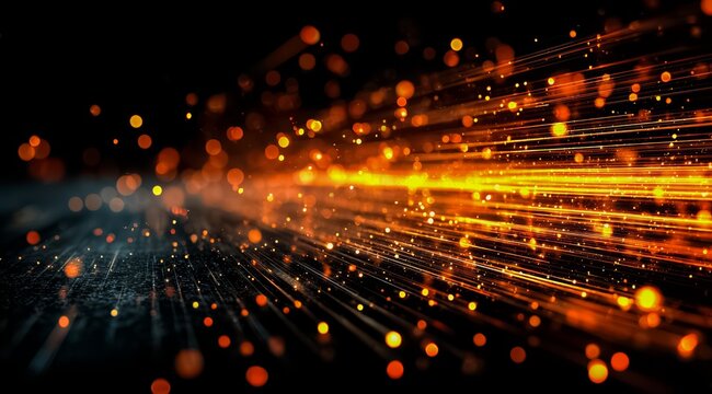 Black background with orange streaks of light. The streaks of light are scattered and appear to be moving