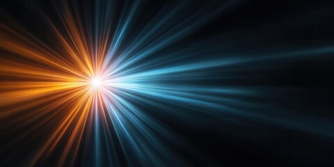 Abstract Light Burst with Orange and Blue Rays