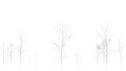 Vector illustration&nbsp;of bare branches of trees in winter on a white background