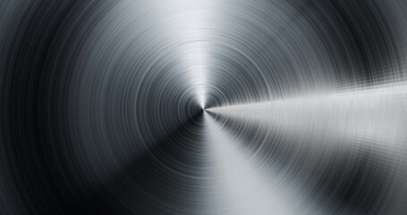 Brushed metal cone with circular high texture and contrast top view background