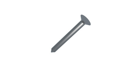 Metal iron nail tool in silver shining material in a transparent background