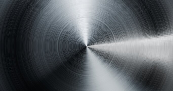 Brushed metal cone with circular high texture and contrast top view background