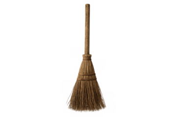 Witch broomstick creating a magical halloween atmosphere for fantasy-themed events and traditional cleaning