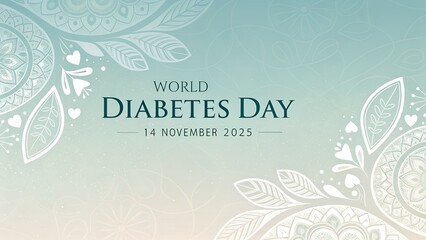 world diabetes day and vintage card with floral ornament