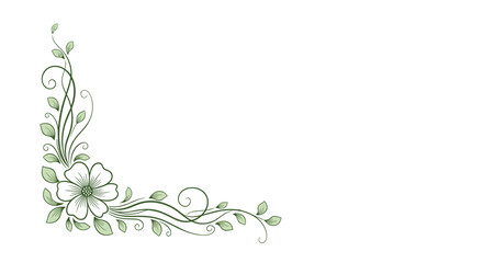 Beautiful vintage floral illustration featuring delicate greenery and blooming flowers in an elegant corner design.