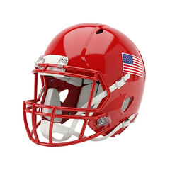 Fototapeta premium Red American Football Helmet, with U S Flag Decal, cutout, PNG isolated on white or transparent background