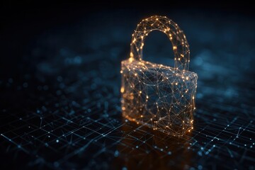 Cybersecurity Lock Digital Network Security Visualization