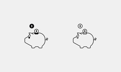 Piggy Bank icon set vector stock illustration