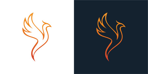 Phoenix Line Flame Logo. FIre Bird logo vector