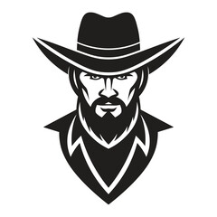Strong Bold Cowboy Hat Silhouette Symbol, Minimal Western Vector