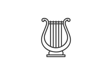 Ancient Lyre Musical Instrument Outline Icon Symbolizing Classical Art and Music