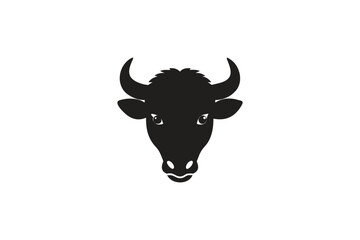 Minimalist Black Buffalo Head Silhouette Logo Design for Modern and Clean Branding