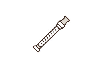 Simple Recorder Musical Instrument Icon Brown and Beige Outline Minimalist Design White Background