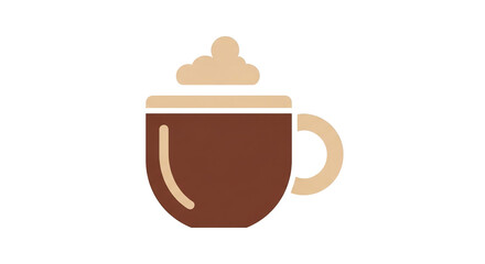 Vector illustration of a hot coffee cup with milk on an isolated white background for breakfast or cafe menus