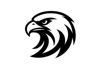 Stylized black and white eagle head profile mascot design concept