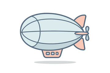 Simple cartoon airship with propeller and gondola icon