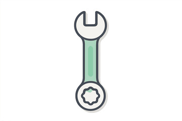 Combination wrench tool icon with open and box ends