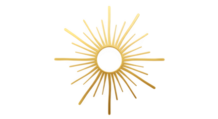 Golden sunburst isolated on transparent background, a radiant design element with a luxurious feel
