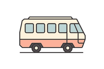Retro style passenger van or minibus side view graphic symbol