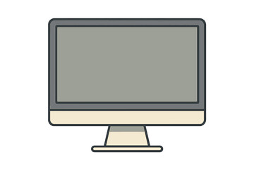 Modern desktop computer monitor display icon in outline style