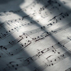 Close-up detailed view of a music sheet.