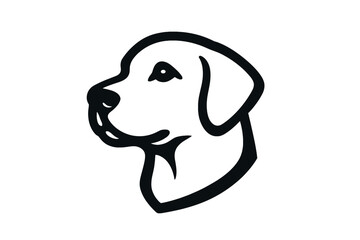 Stylized black and white head profile of a Labrador Retriever dog