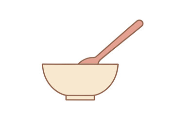 Minimal ceramic bowl and spoon simple icon graphic