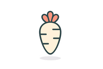 Stylized white radish root vegetable icon with green outline