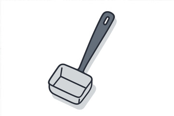 Isometric scoop tool with long handle and hanging hole detail