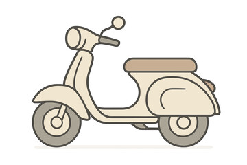 Retro style motor scooter side view simple graphic design