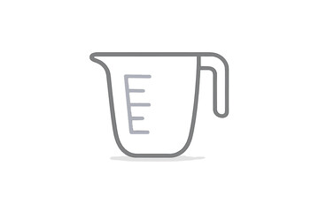 Outline icon of kitchen measuring cup with volume markings