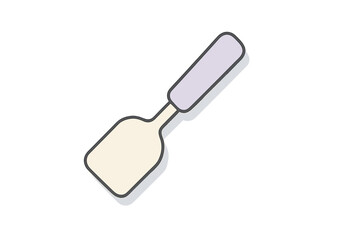 Minimalist kitchen spatula or turner icon with pastel colored handle