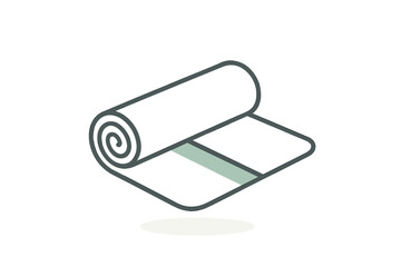 Isometric icon of partially unrolled yoga or exercise mat