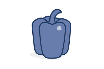 Stylized blue bell pepper icon with dark outline and subtle texture detail