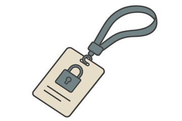 Secure access badge with padlock icon and neck strap