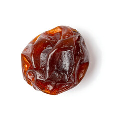 Single Wrinkled Dried Grape (Raisin) Isolated on White Background