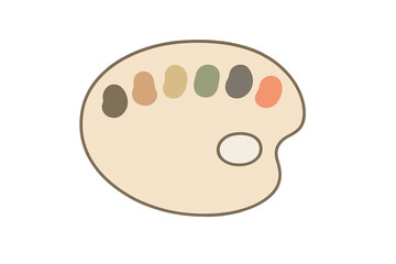 Simple artist paint palette with earthy color swatches and thumb hole