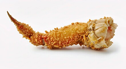 Detailed Three Dimensional Render of a Single Fried Crab Leg with Crunchy Coating