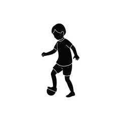 Little Boy Playing Soccer Silhouette Vector Illustration Childhood Activity Soccer Player Kid Sport Recreation Game